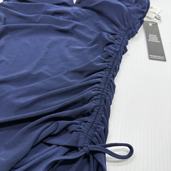 Magicsuit Navy Blue Ruched Tankini Swim Top Slimming Size 10 Pool Vacation Beach - Picture 9 of 12